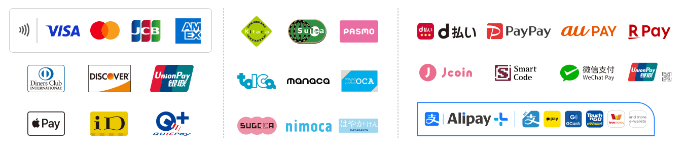 クレジットカードまたはQR決済・電子決済対応